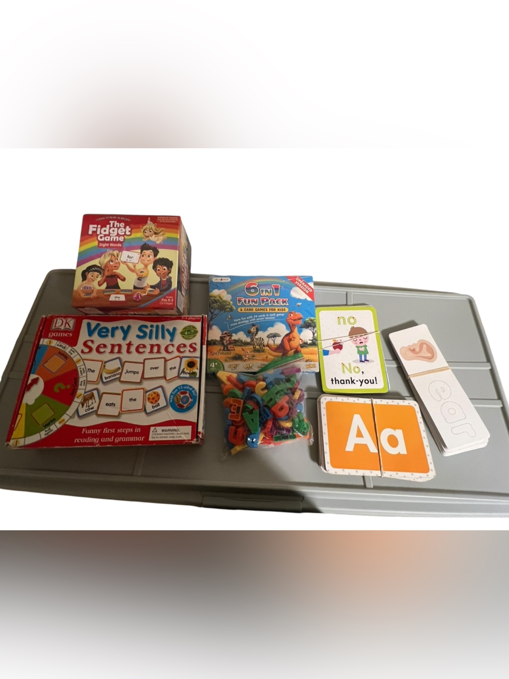 Lot of 7 Sight Word Sentence ABC Learning Games, Manipulatives, Cards - Age 4+